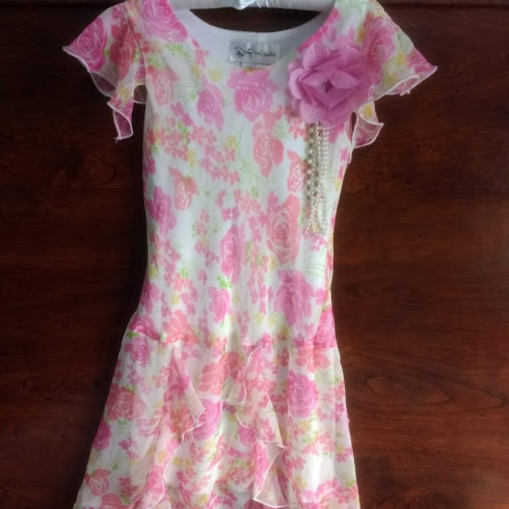 Lovely, Fluttery, Flower Dress - Pin with Pearls